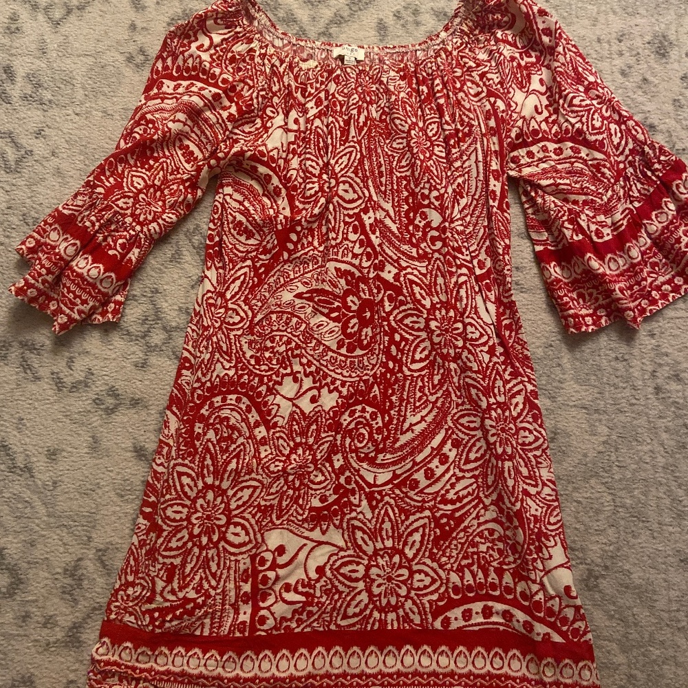Red & white floral dress